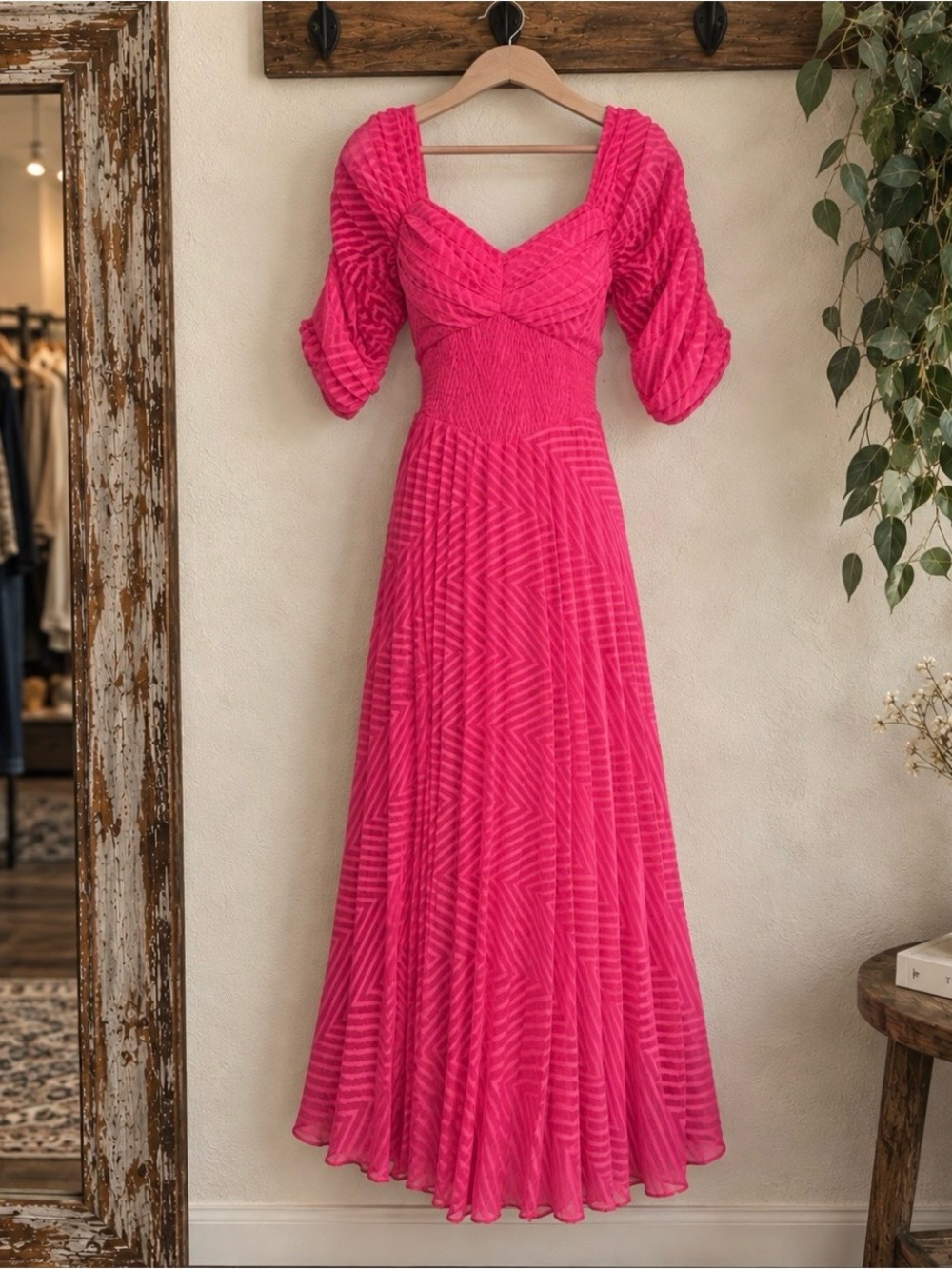 ASOS Design Pink Short Sleeve V-Neck Sweetheart Maxi Sundress Dress Small 6